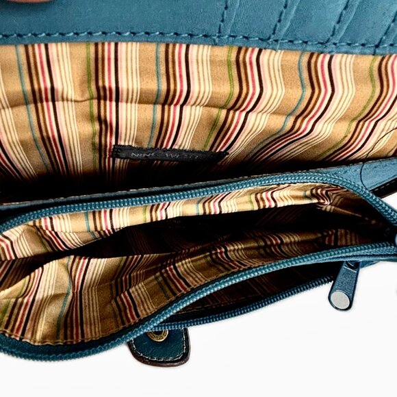 Nine West Dark Turquoise Leather Mini Bag Wristlet Wallet - Picture 6 of 8